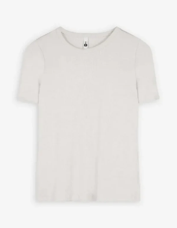 T-Shirt - Rippenstruktur - beige