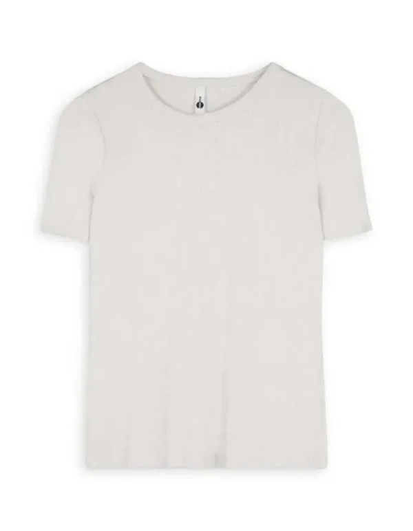 T-Shirt - Rippenstruktur - beige