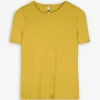 T-Shirt - Rippenstruktur - dunkelgelb
