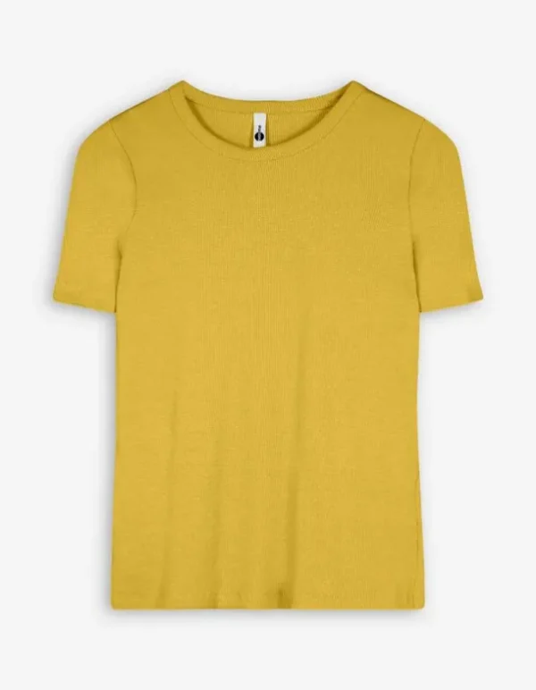 T-Shirt - Rippenstruktur - dunkelgelb