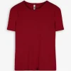 T-Shirt - Rippenstruktur - dunkelrot
