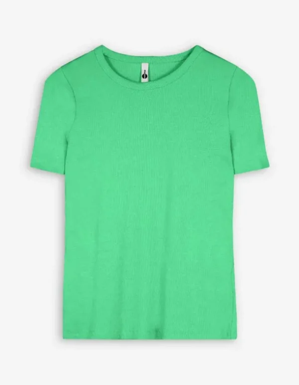 T-Shirt - Rippenstruktur - grün