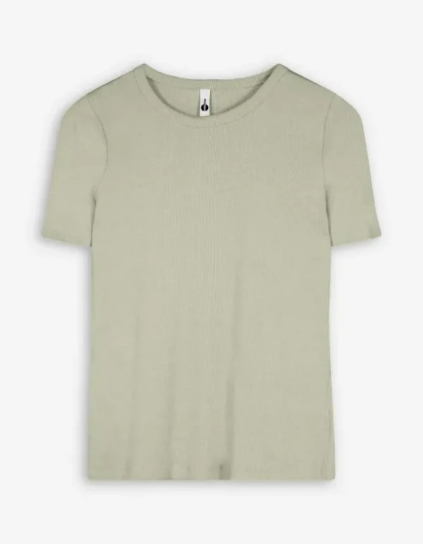 T-Shirt - Rippenstruktur - hellgrün