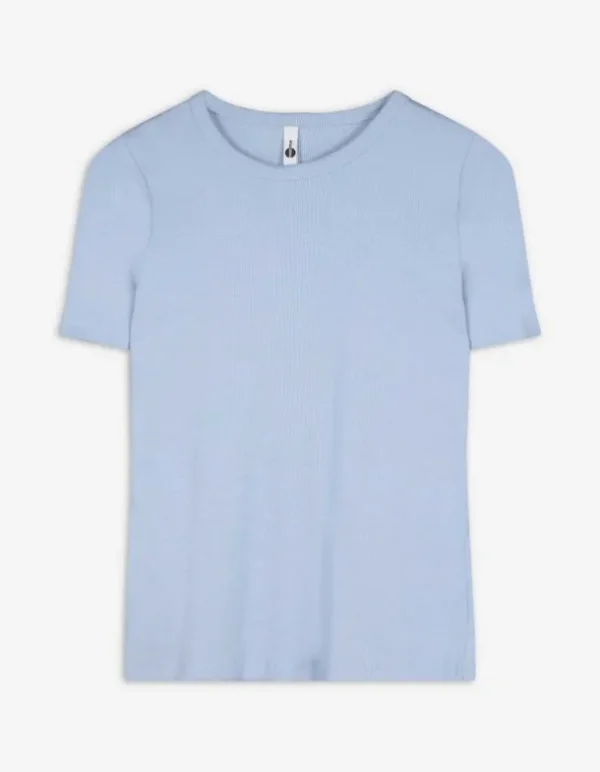 T-Shirt - Rippenstruktur - hellblau