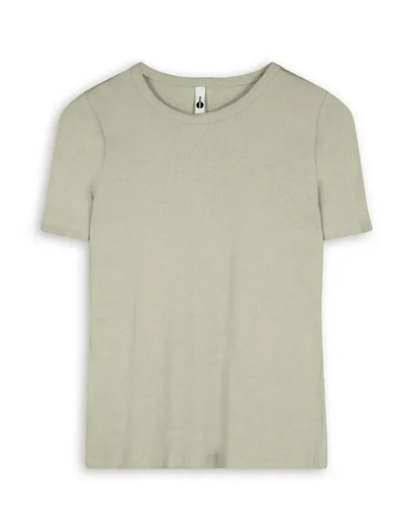 T-Shirt - Rippenstruktur - hellgrün