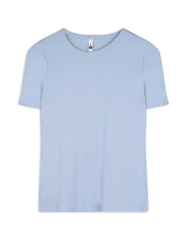 T-Shirt - Rippenstruktur - hellblau