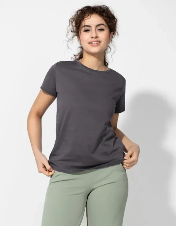 T-Shirt - Rundhals-Ausschnitt - dunkelgrau
