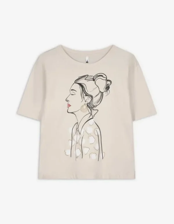 T-Shirt - Stickereien - beige