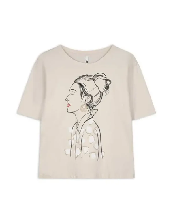 T-Shirt - Stickereien - beige