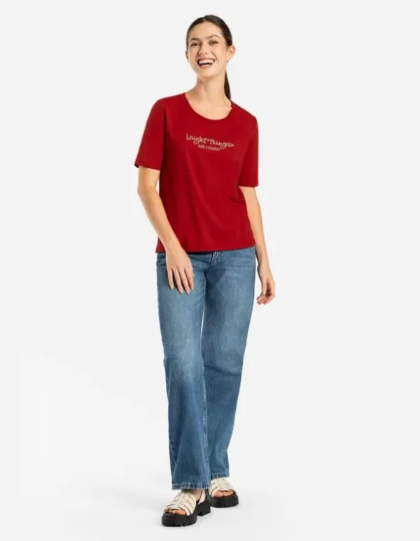 T-Shirt - Stickereien - dunkelrot