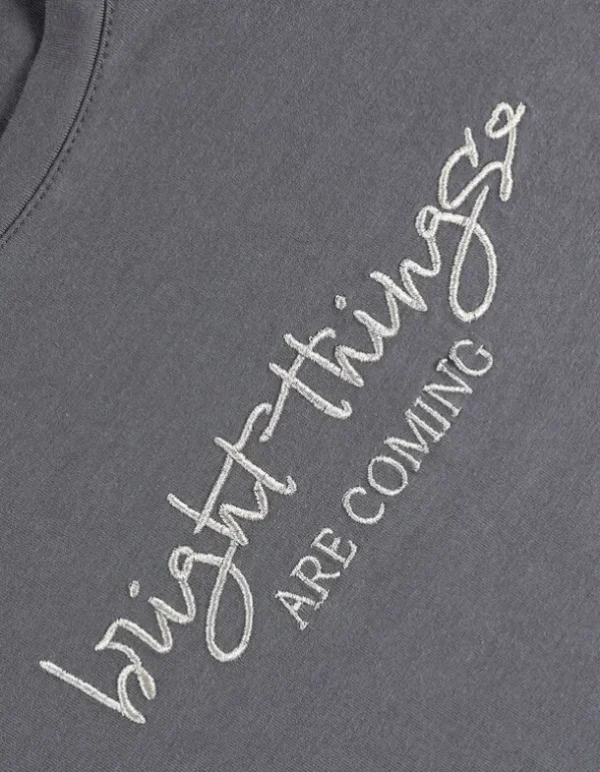 T-Shirt - Stickereien - dunkelgrau