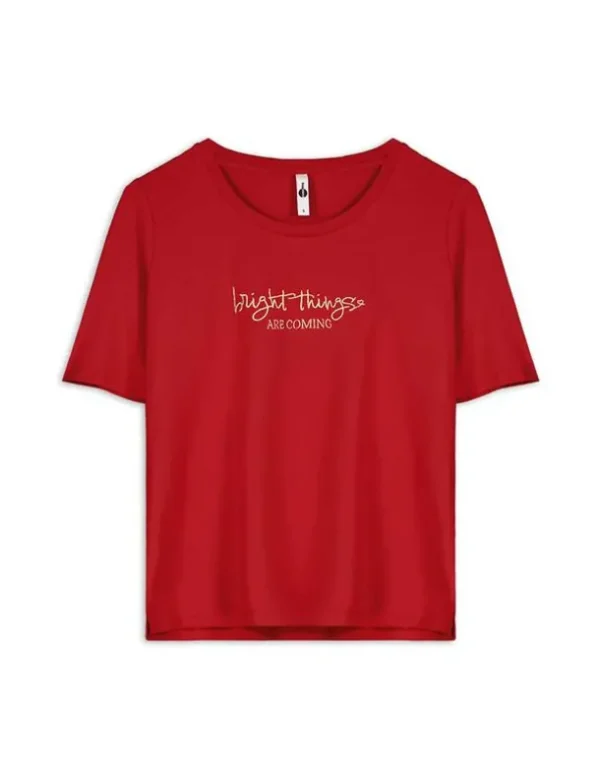 T-Shirt - Stickereien - dunkelrot