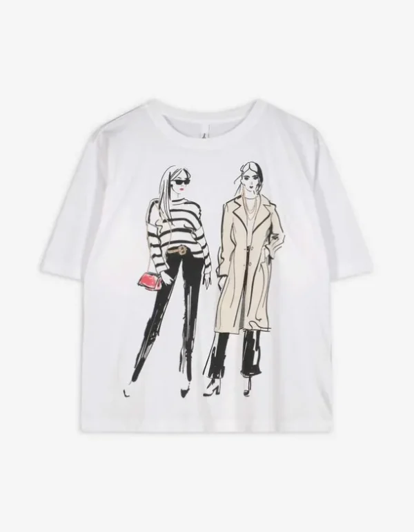 T-Shirt - Stickereien - weiß