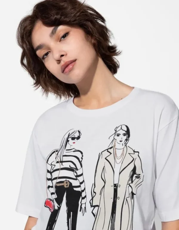 T-Shirt - Stickereien - weiß