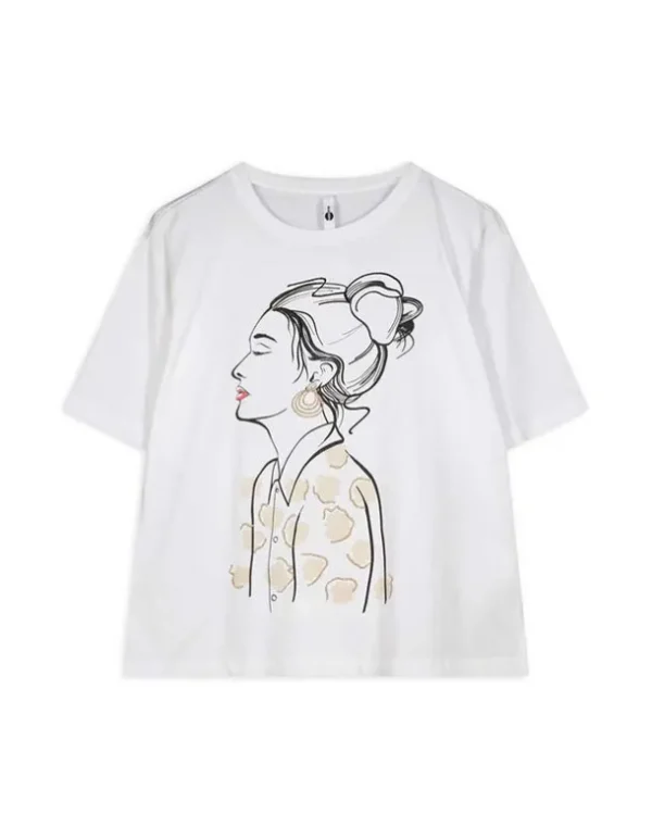 T-Shirt - Stickereien - weiß