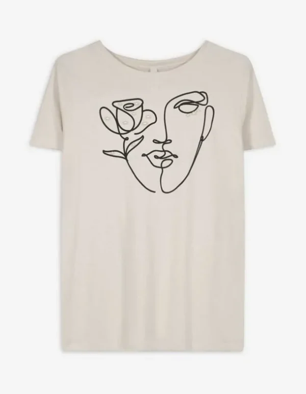 T-Shirt - Zierperlen - beige