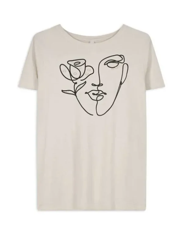 T-Shirt - Zierperlen - beige
