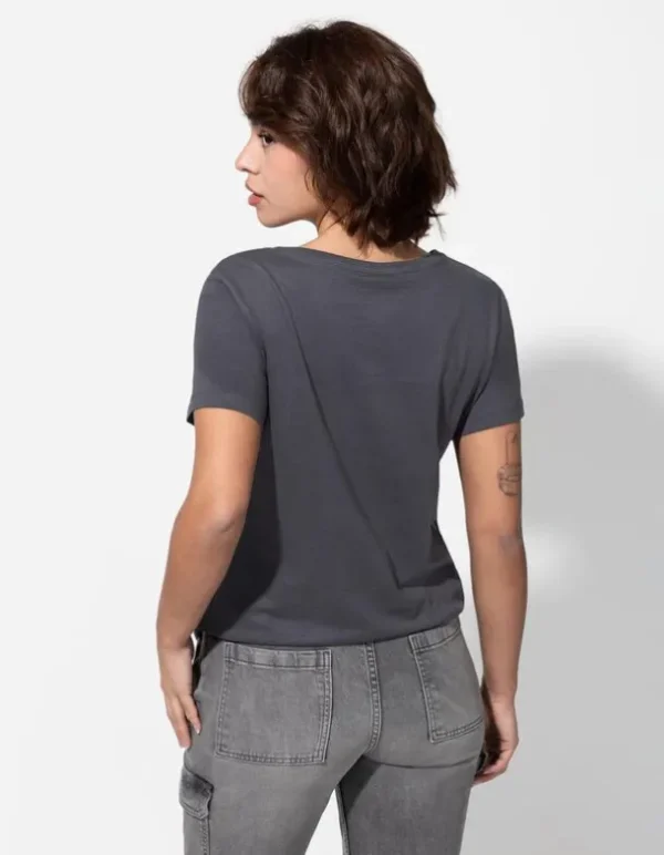 T-Shirt - Zierperlen - dunkelgrau