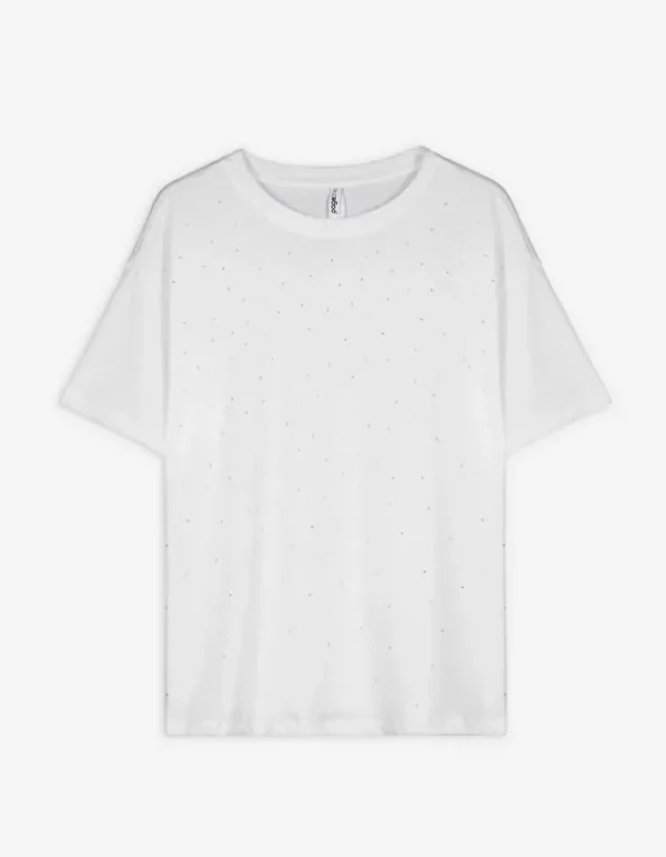 T-Shirt - Zierperlen - weiß