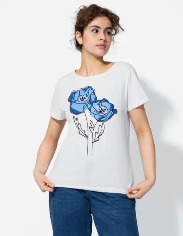 T-Shirt - Zierperlen - weiß